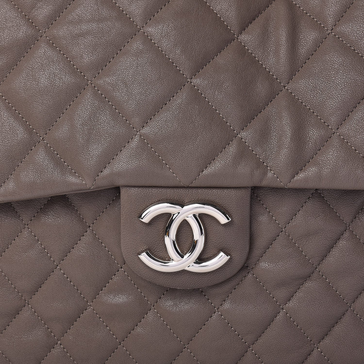 Chanel Washed Lambskin Quilted Chain Around Maxi Flap Taupe 8 of 11