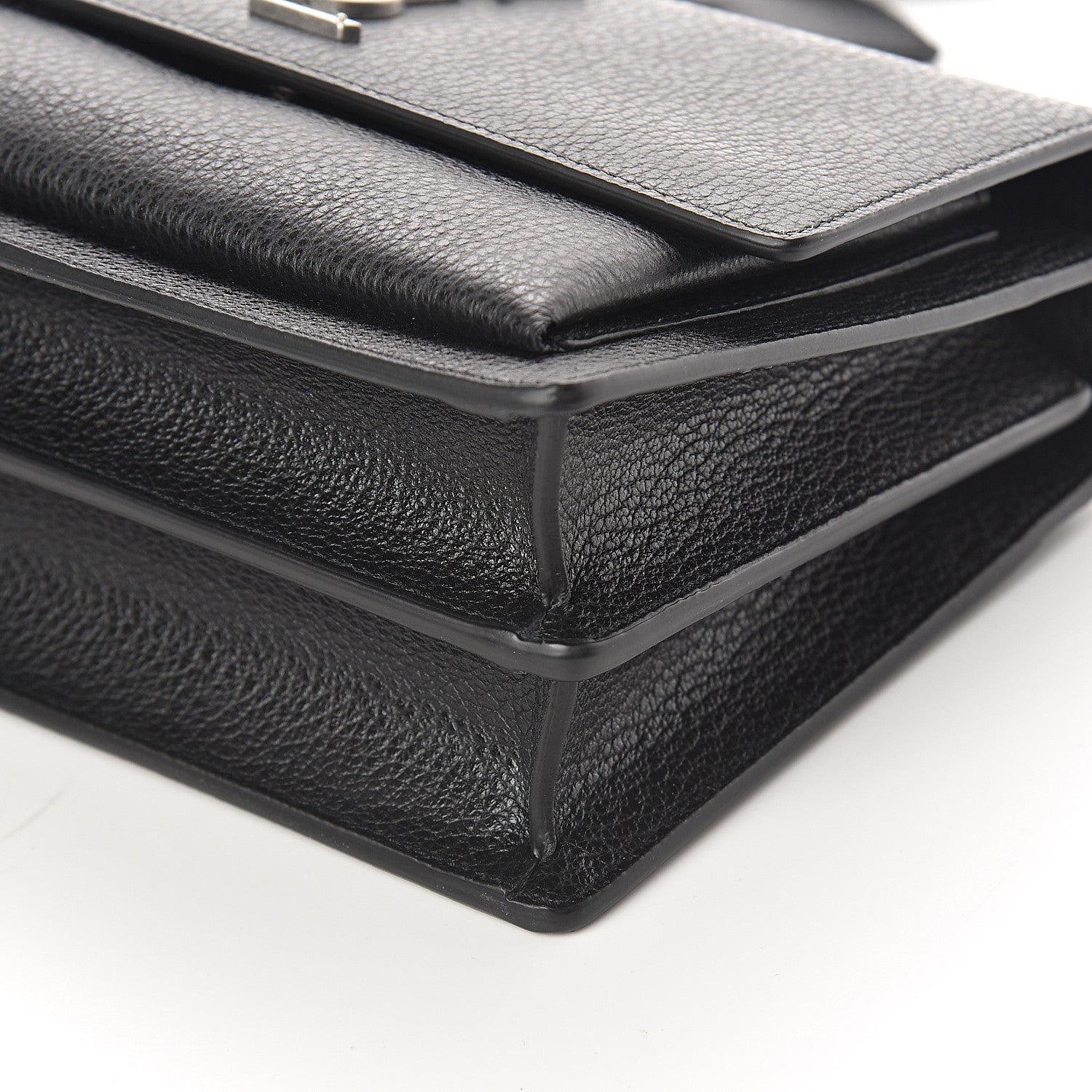 Saint Laurent Grained Calfskin Medium Monogram Sunset Satchel Black 8 of 8