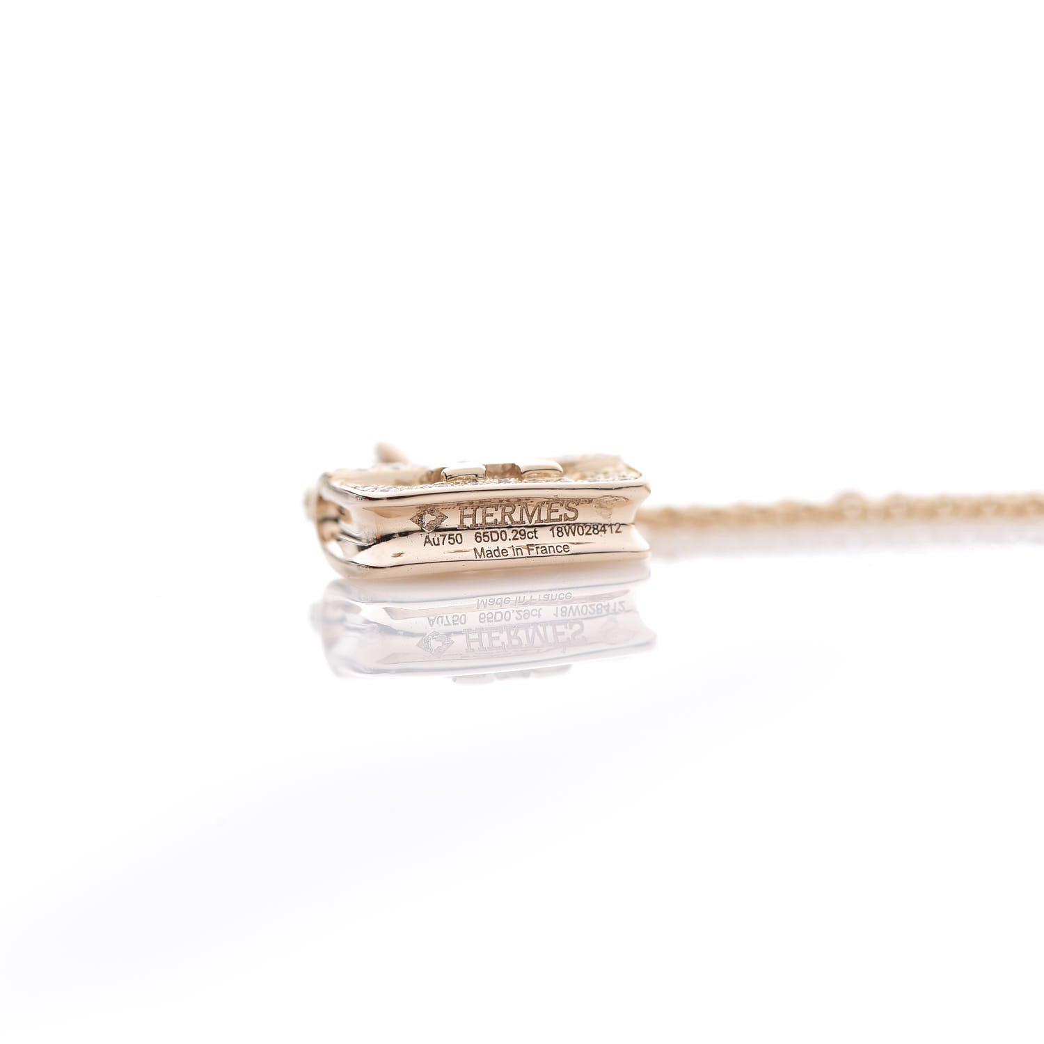 Hermes 18K Rose Gold Diamond Constance Amulette Pendant Necklace 5 of 6