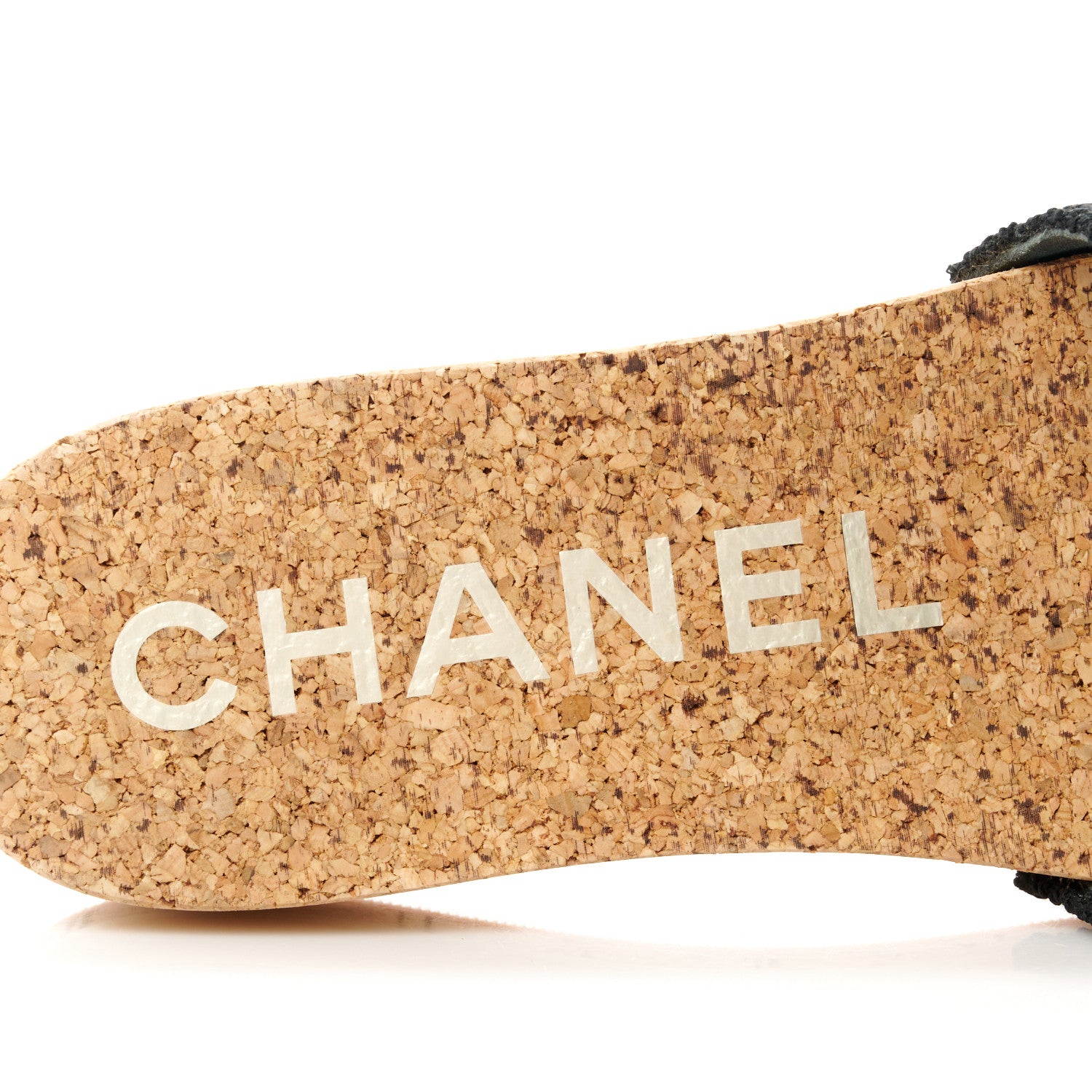 Chanel Tweed Cork CC Mule Sandal 37 Black 7 of 9