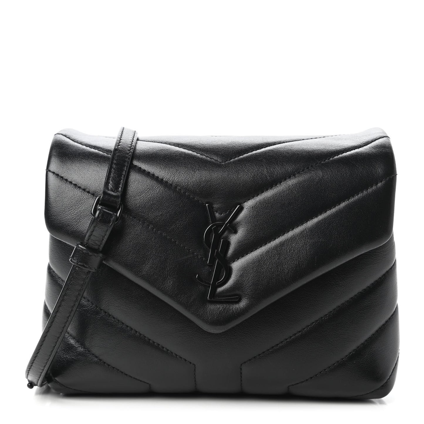 Calfskin Y Quilted Monogram Toy Loulou Crossbody Bag Black