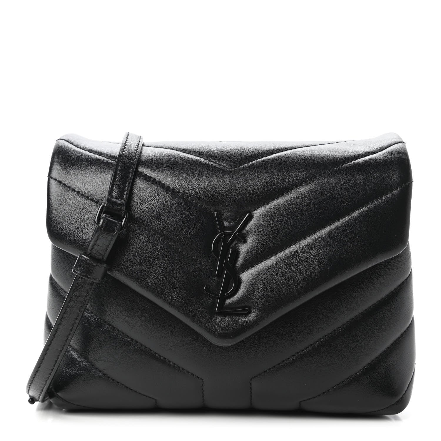 Saint Laurent Calfskin Y Quilted Monogram Toy Loulou Crossbody Bag Black 1 of 10