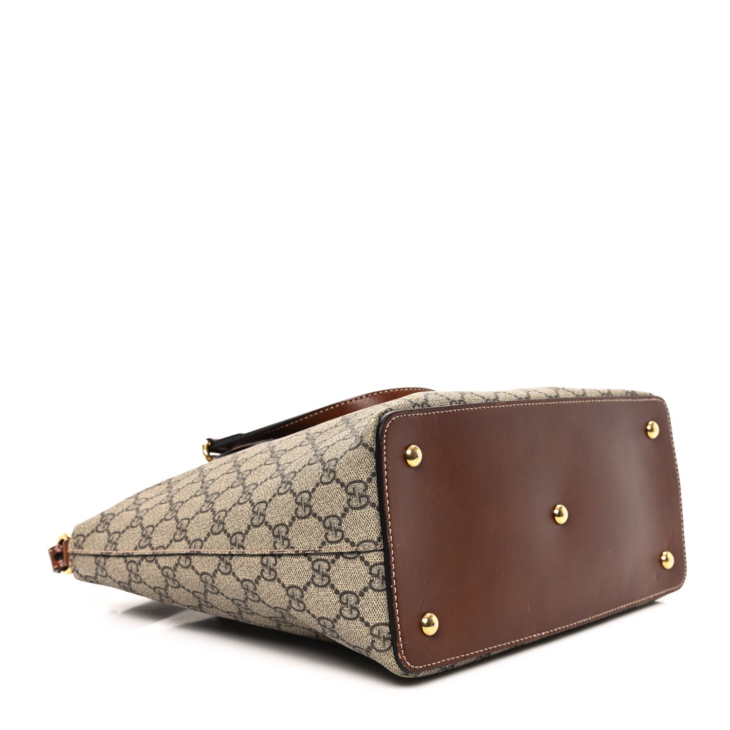 Gucci GG Supreme Monogram Linea A Foldover Tote Brown 4 of 13