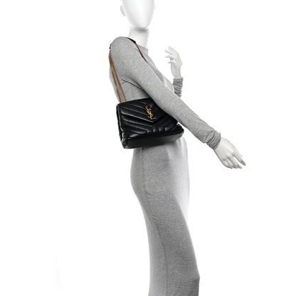 Saint Laurent Calfskin Y Quilted Monogram Small Loulou Chain Satchel Black 2 of 11