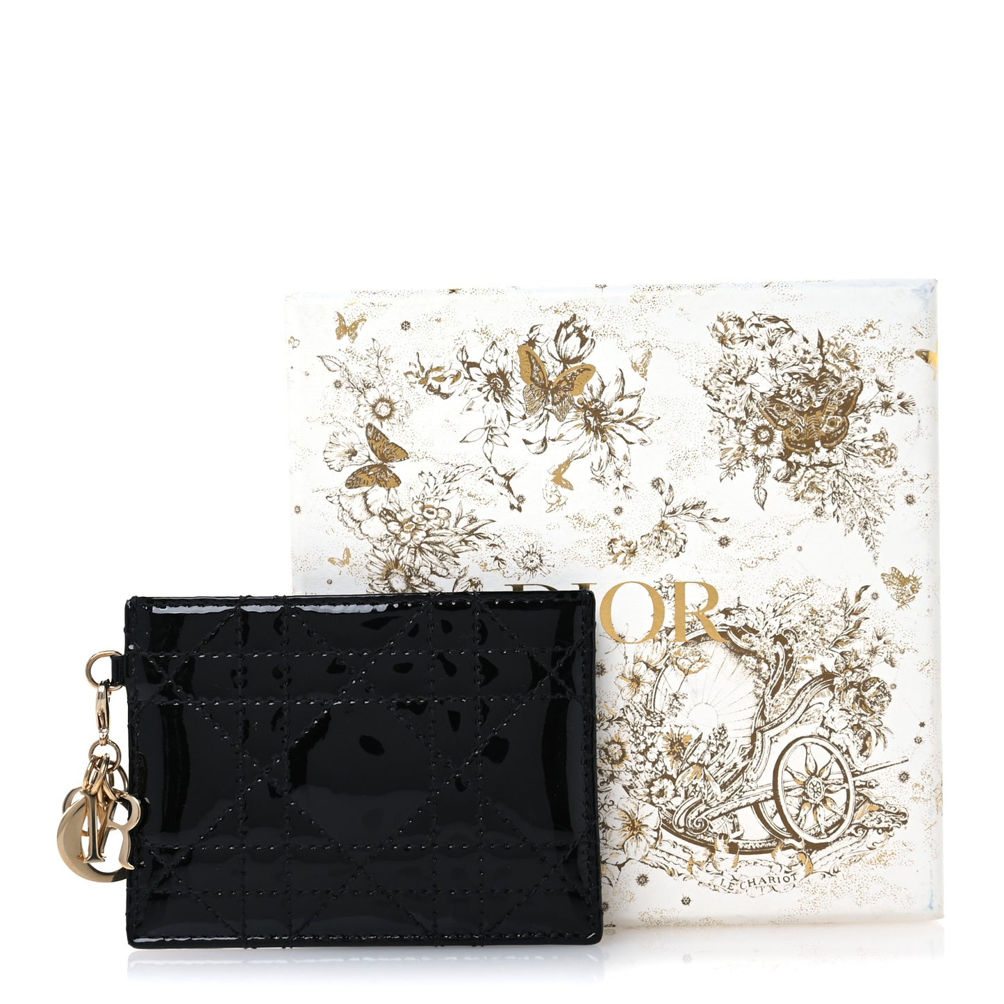 Patent Cannage Lady Dior Card Holder Black