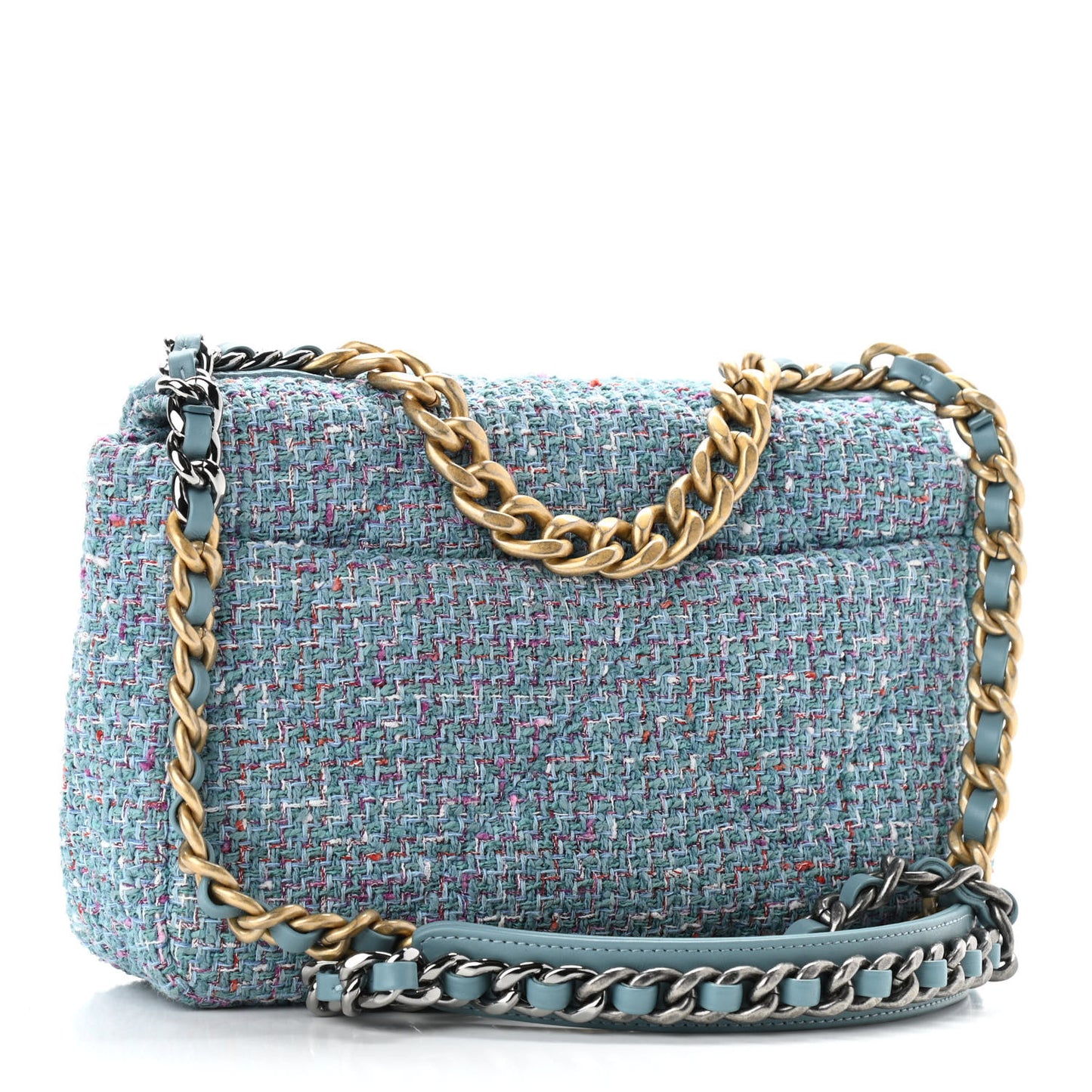 Tweed Quilted Medium Chanel 19 Flap Blue Multicolor
