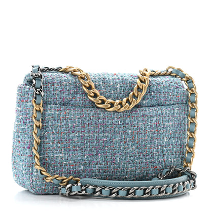 Chanel Tweed Quilted Medium Chanel 19 Flap Blue Multicolor 3 of 11