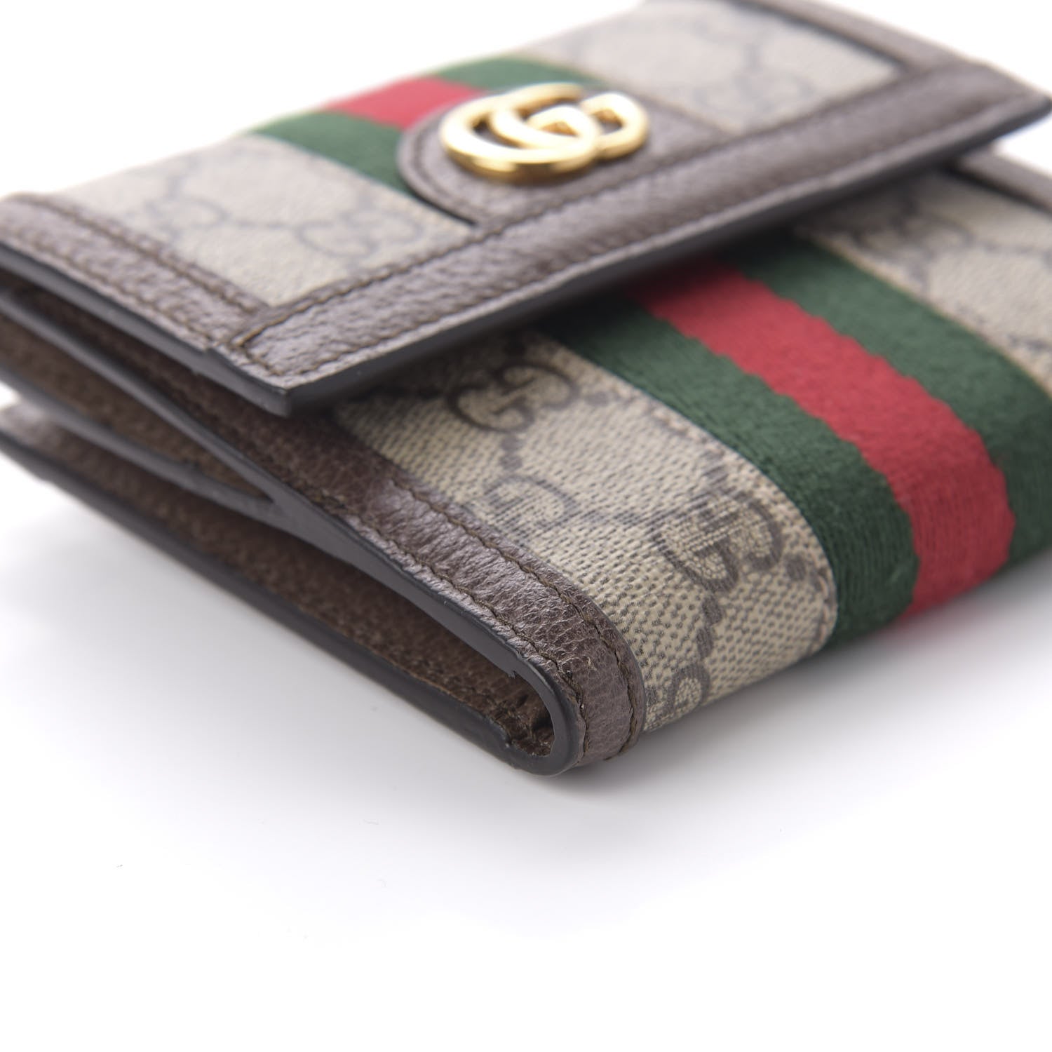 Gucci GG Supreme Monogram Web Ophidia French Flap Wallet Beige New Acero 6 of 10