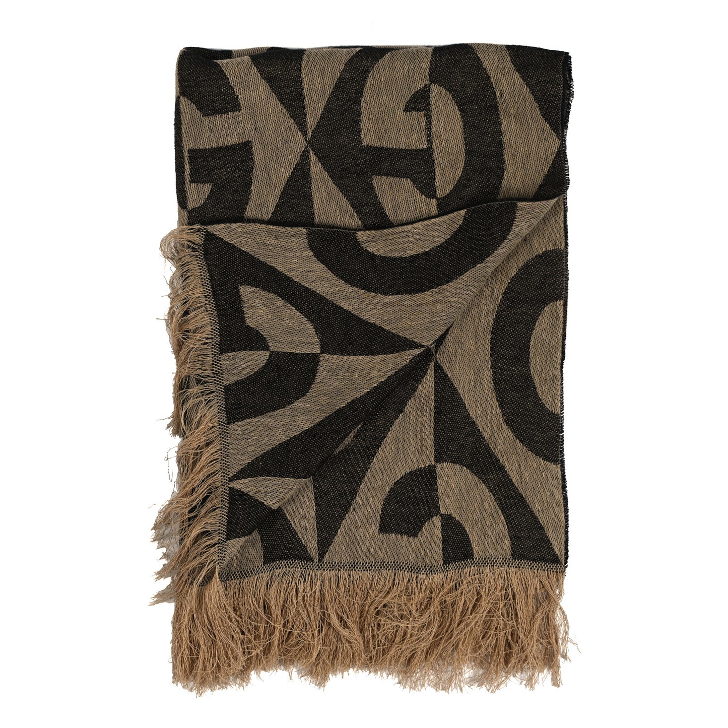 Linen Plaid GG Diamond Print Blanket Dark Brown