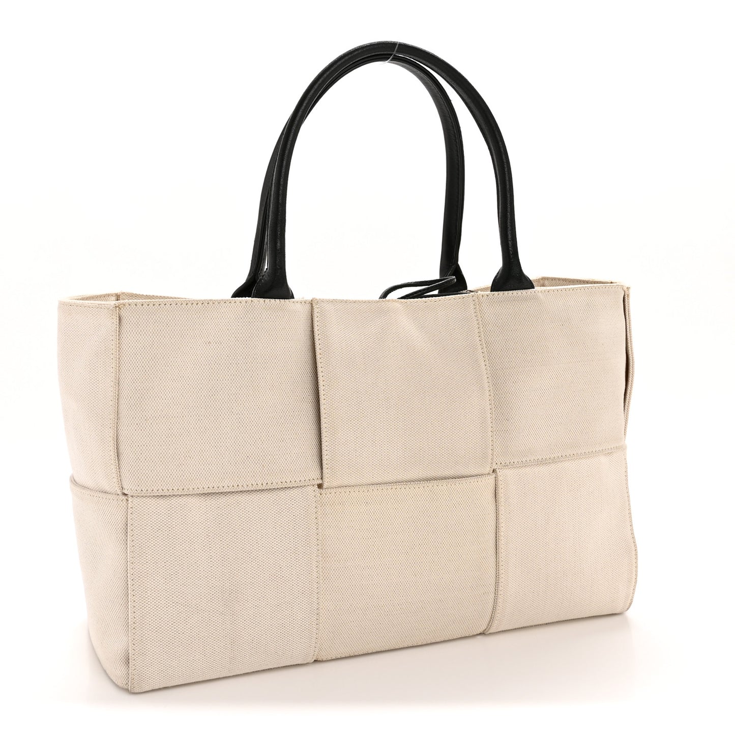 Canvas Maxi Intrecciato Medium Arco Tote Beige Black