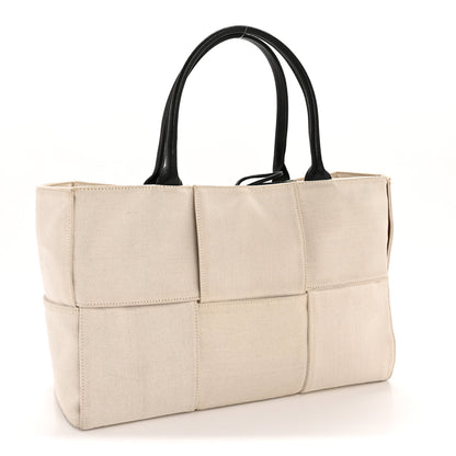 Bottega Veneta Canvas Maxi Intrecciato Medium Arco Tote Beige Black 4 of 14