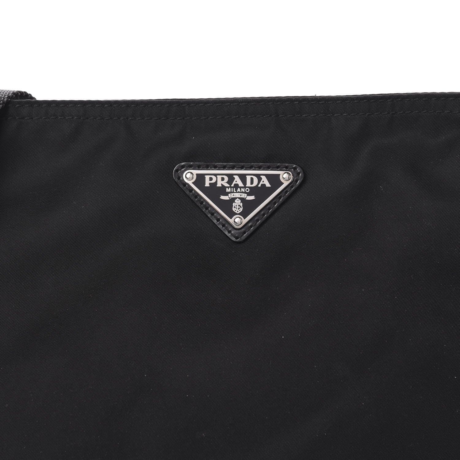 Prada Tessuto Nylon Soft Calfskin Drawstring Shoulder Bag Black 9 of 9