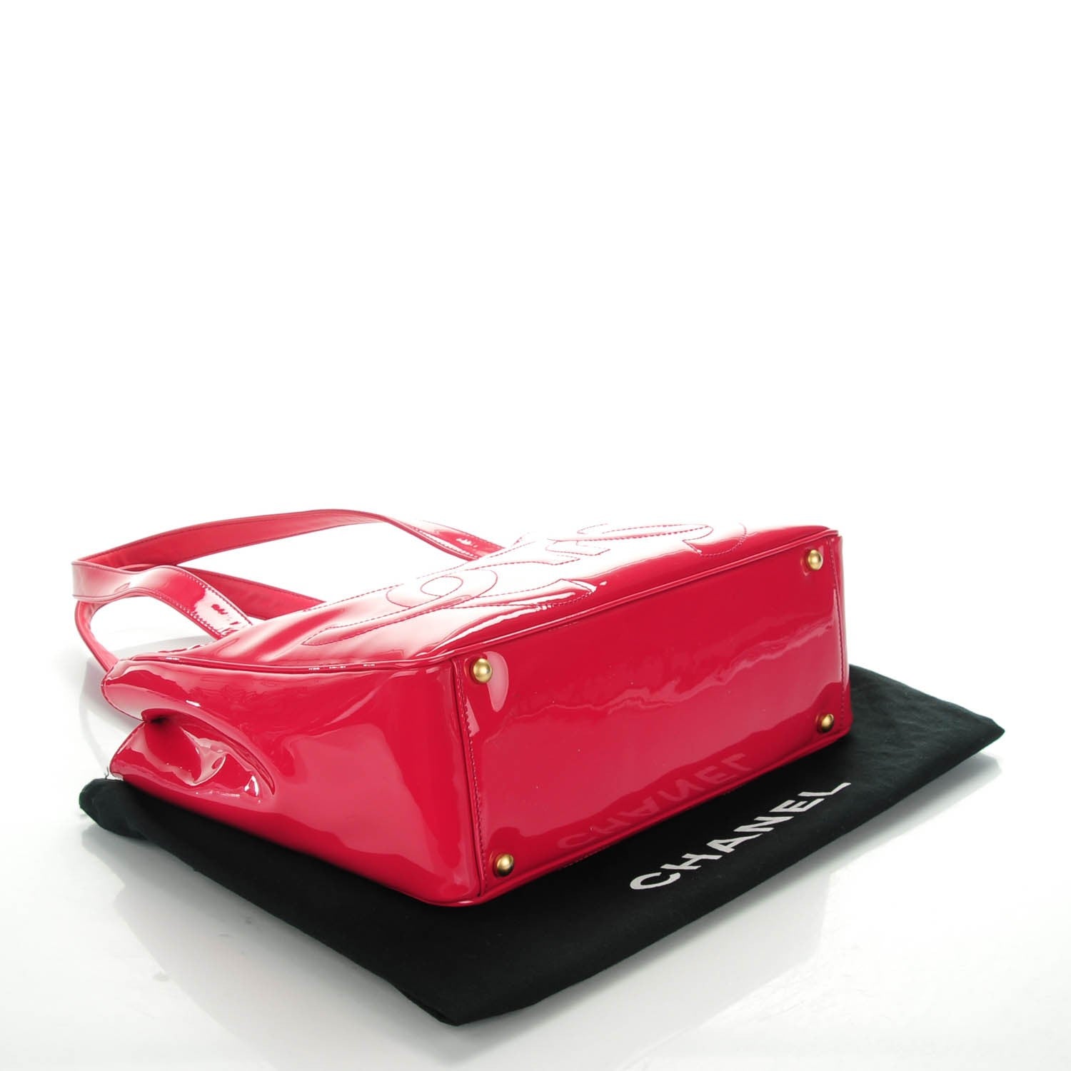 Chanel Patent CC Logo Tote Dark Pink 4 of 7