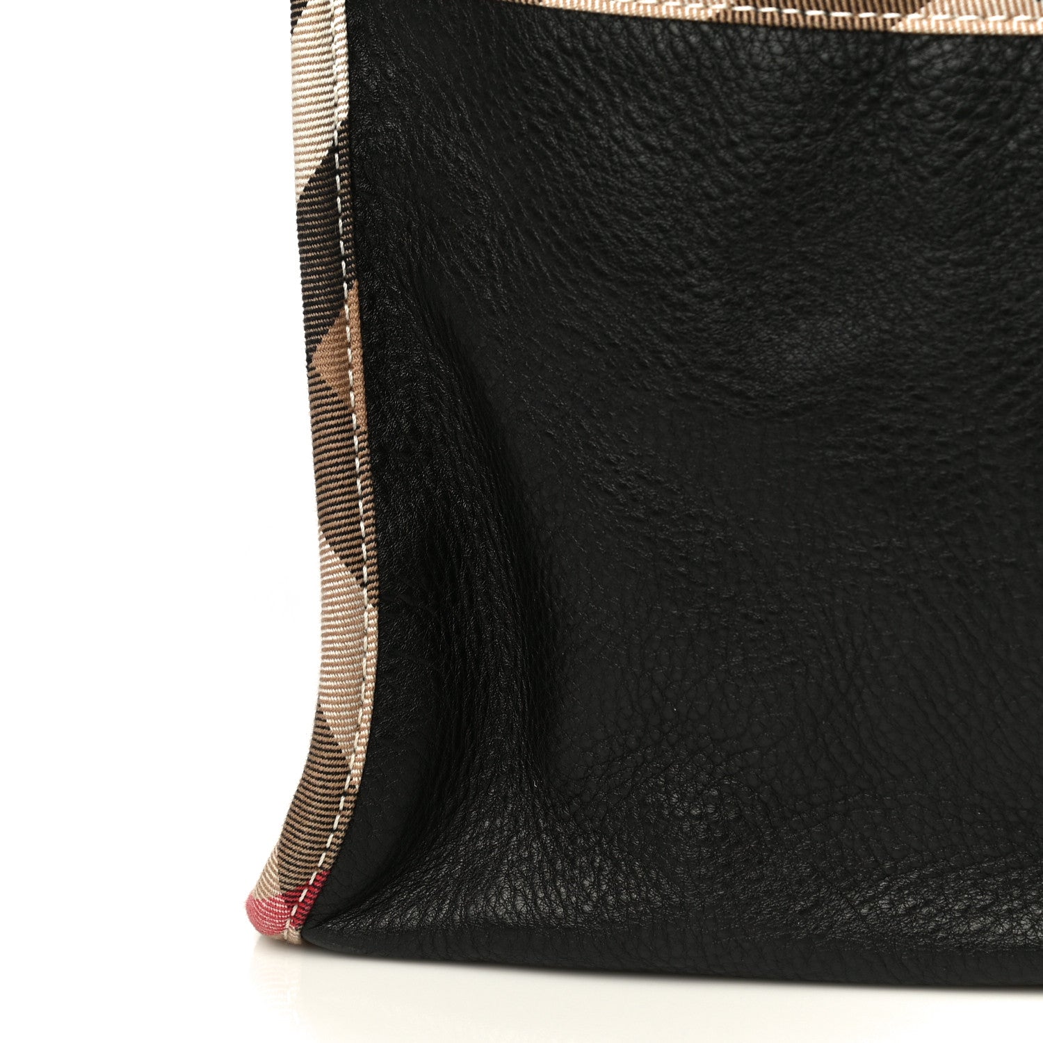 Burberry Grainy Calfskin Nova Check Tote Black 13 of 20