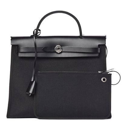 Hermes Military Toile Vache Hunter Herbag Zip PM 31 Black 1 of 10
