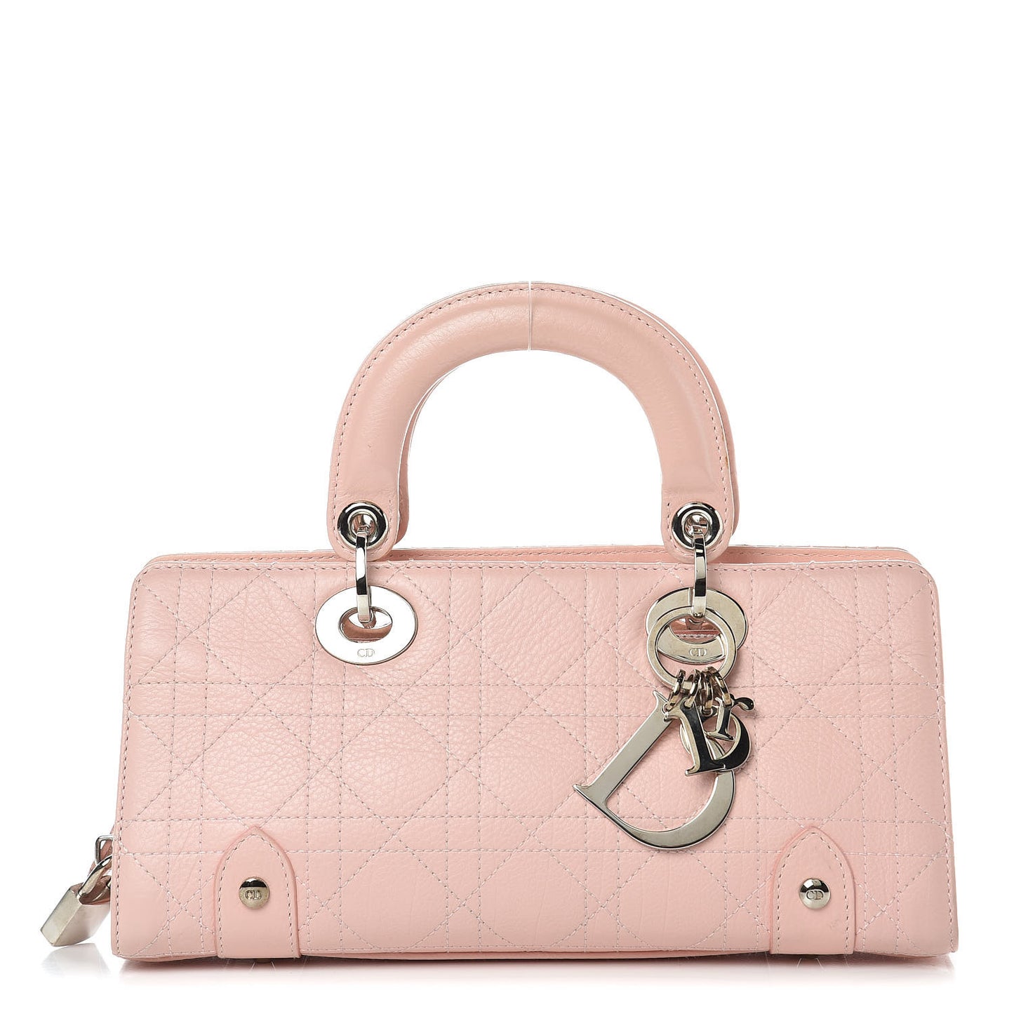 Calfskin Cannage Stitched Small East West Lady Dior Rose Clair