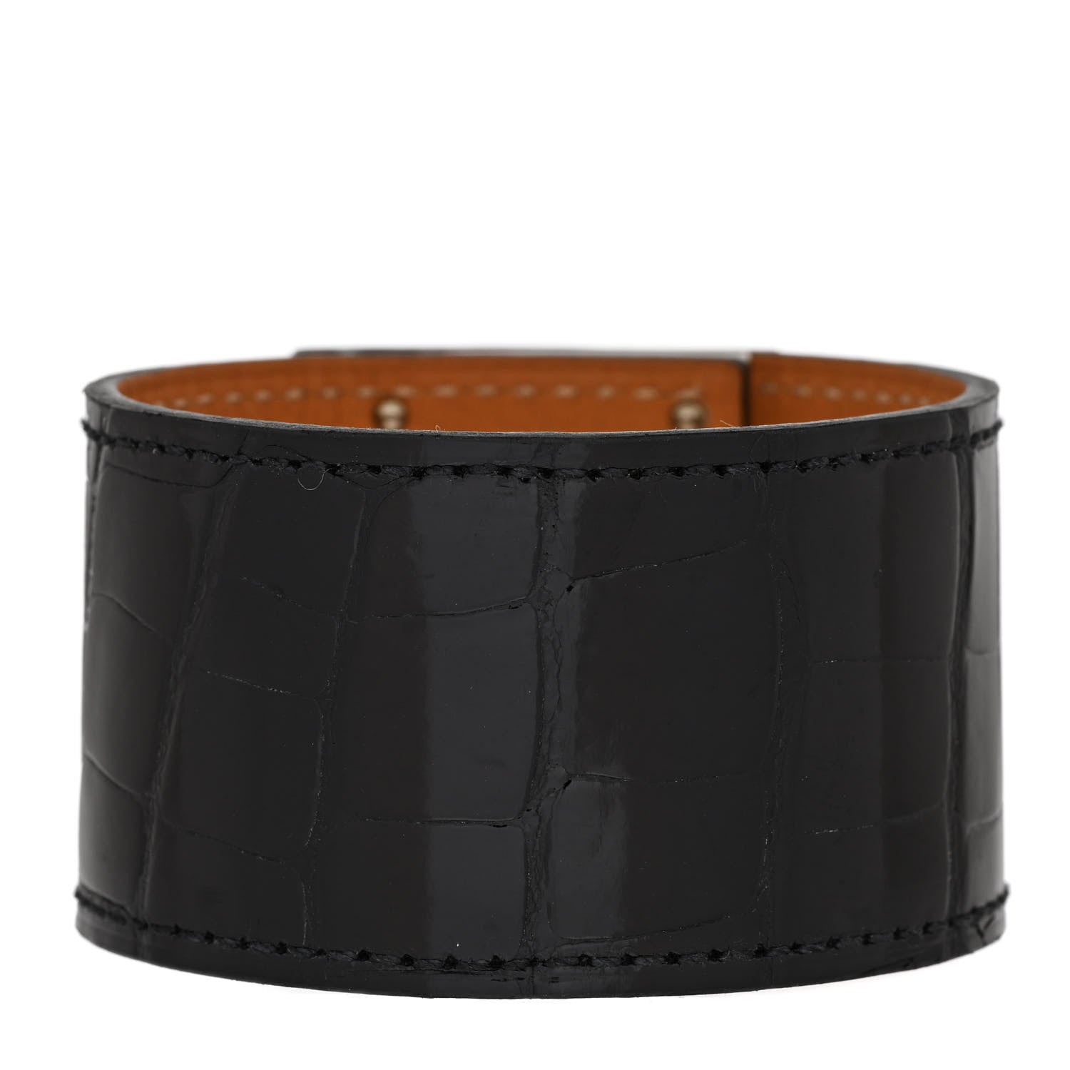 Hermes Shiny Alligator Kelly Dog Bracelet S Black 3 of 6