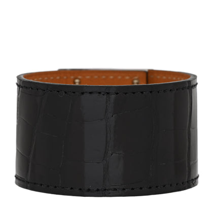 Hermes Shiny Alligator Kelly Dog Bracelet S Black 3 of 6