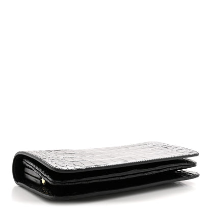 Chanel Calfskin Crocodile Embossed CC Clutch Black 4 of 10