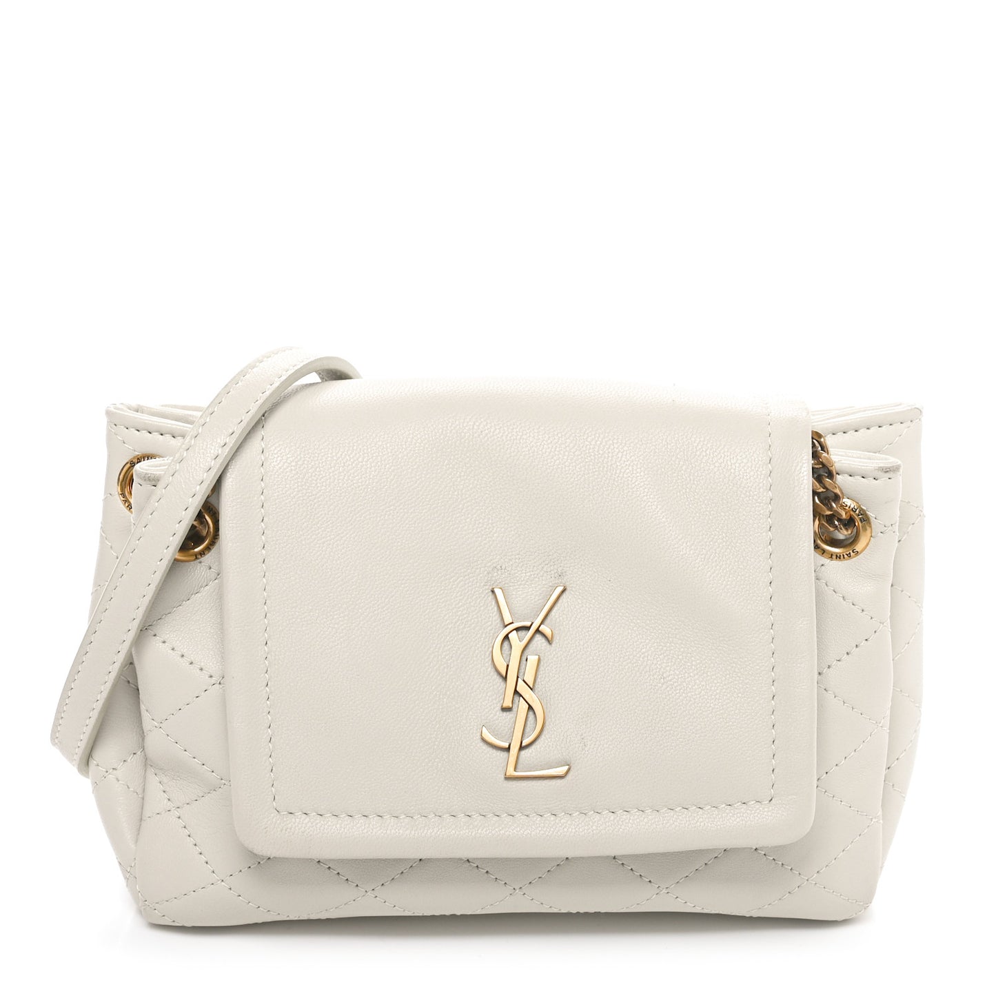 Lambskin Quilted Monogram Mini Nolita Blanc Vintage