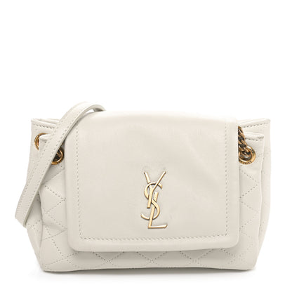 Saint Laurent Lambskin Quilted Monogram Mini Nolita Blanc Vintage 1 of 10