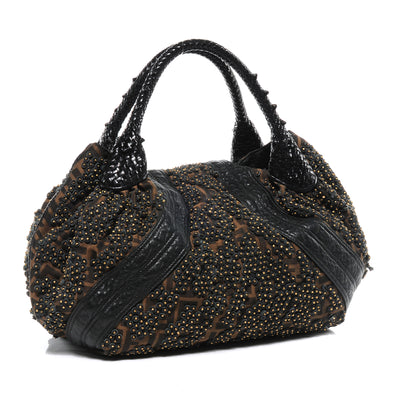 Fendi Nappa Zucca Studded Spy Tobacco 3 of 9