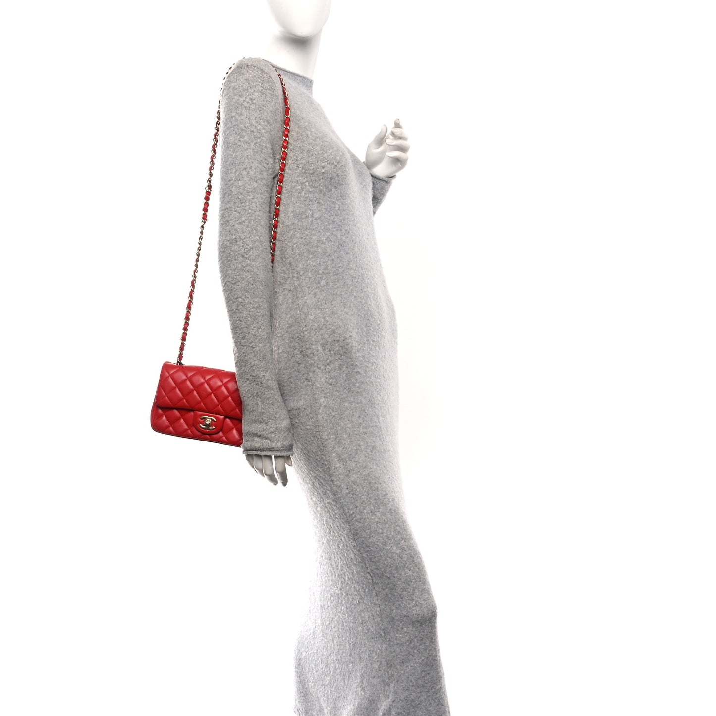 Lambskin Quilted Mini Rectangular Flap Red