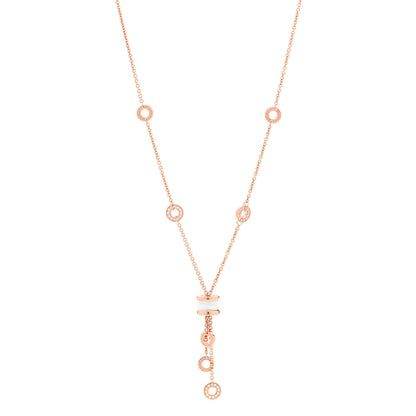 Bulgari 18K Rose Gold Diamond White Ceramic B.Zero1 Necklace 1 of 5