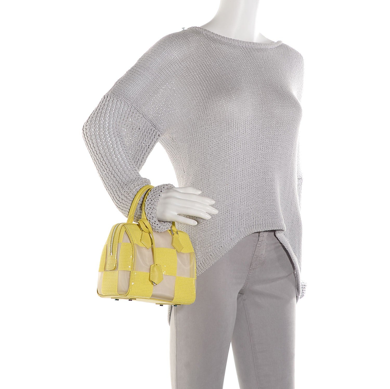 Louis Vuitton Damier Optic Mesh Speedy Cube TPM Yellow 2 of 8