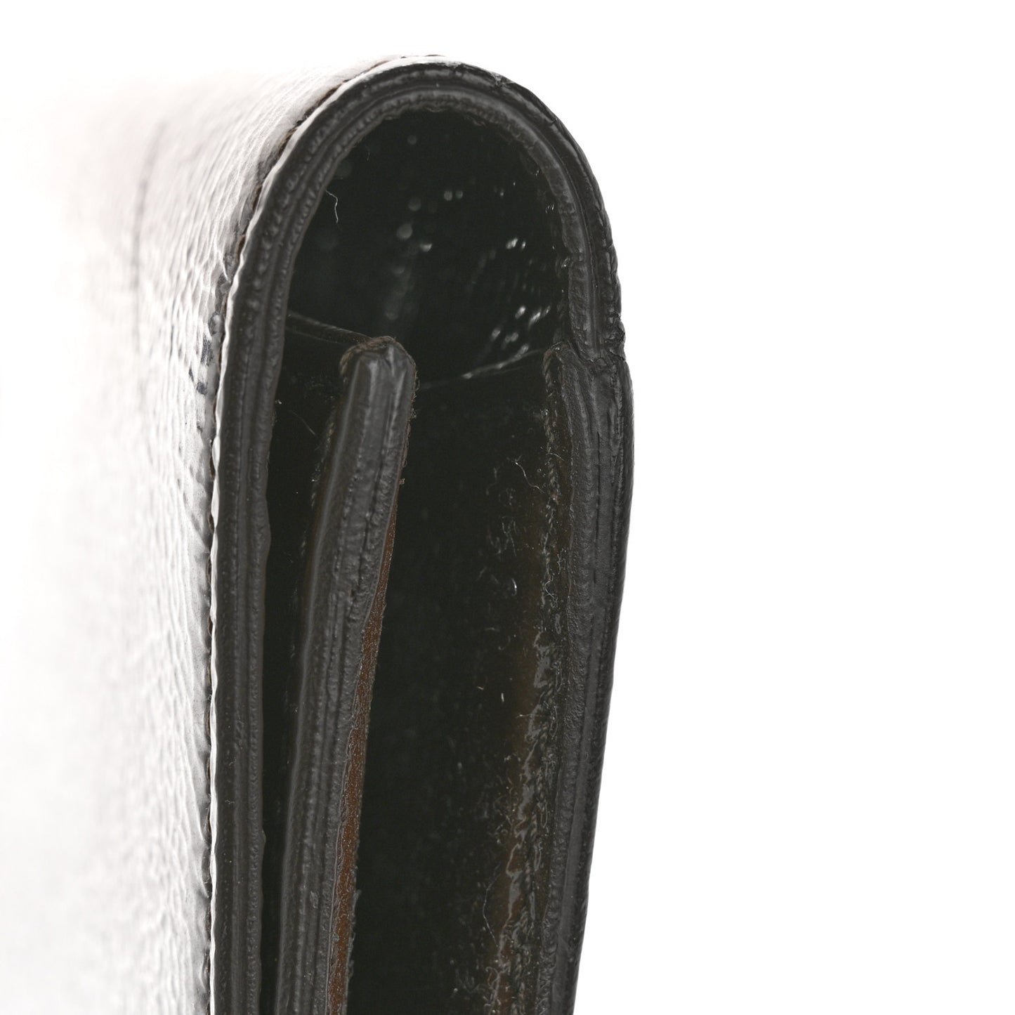 Textured Patent Calfskin Large Belle De Jour Clutch Dark Brown