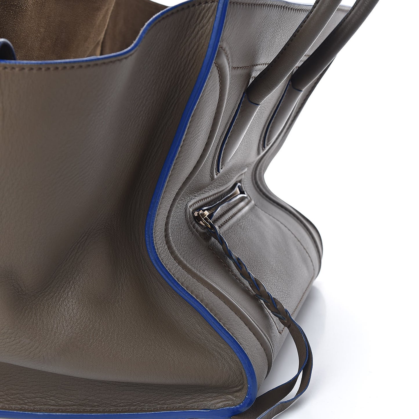 Supple Calfskin Medium Phantom Luggage Khaki Cobalt Trim
