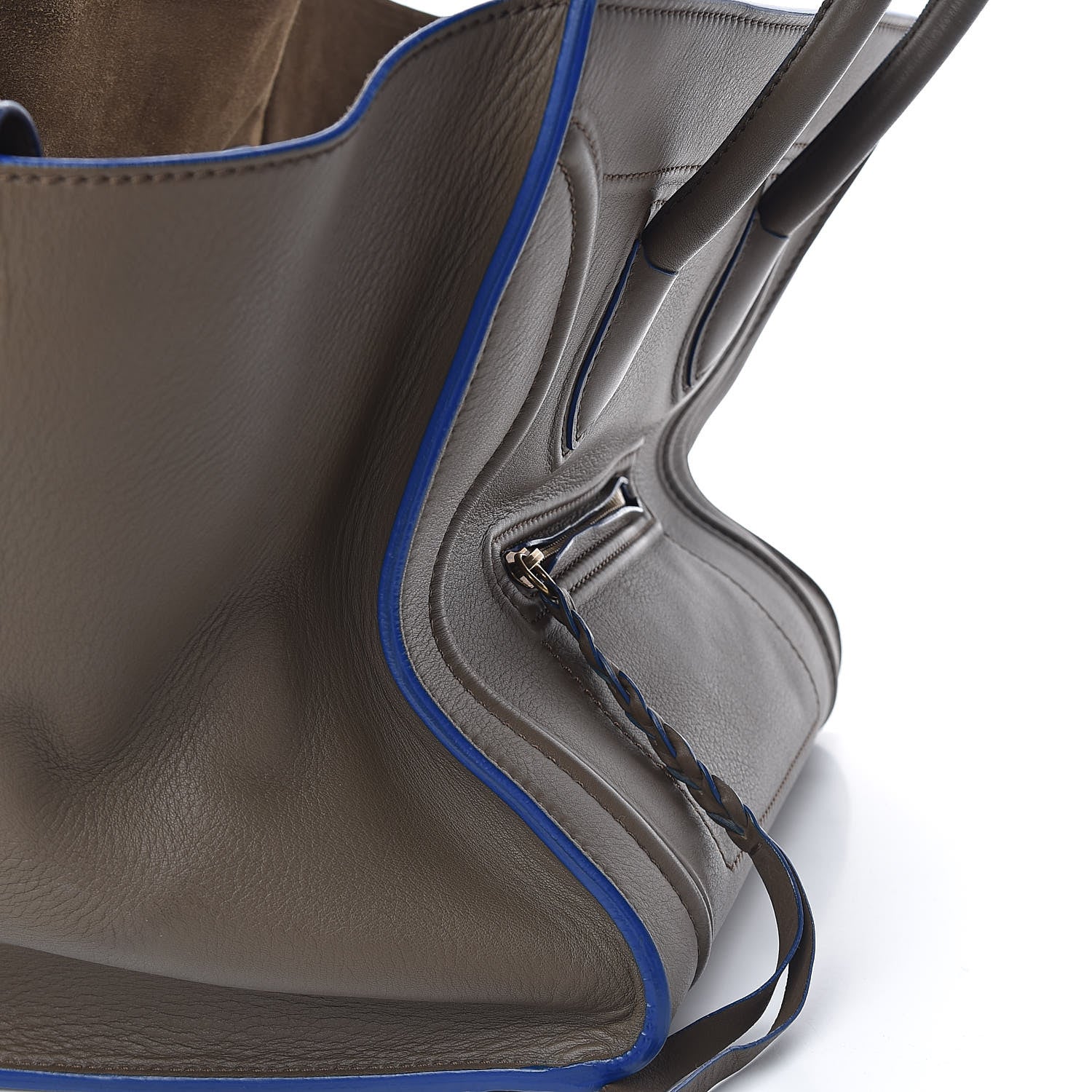 Celine Supple Calfskin Medium Phantom Luggage Khaki Cobalt Trim 14 of 14