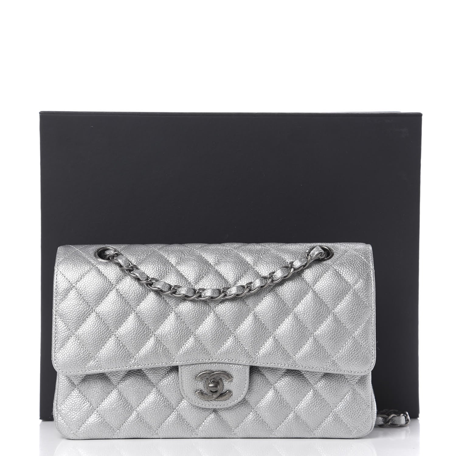 Chanel Metallic Caviar Quilted Medium Double Flap Silver 12 of 12