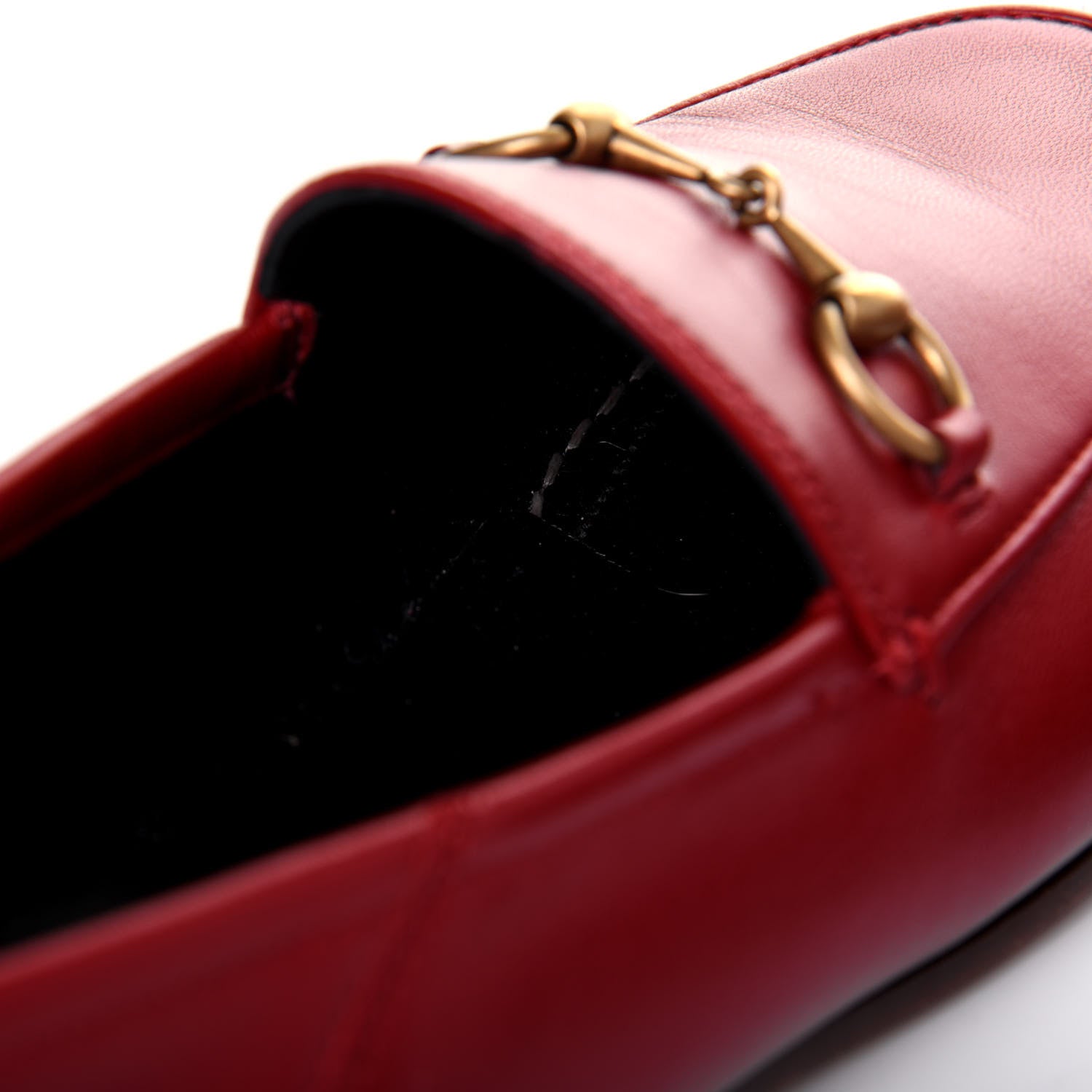Gucci Lambskin Womens Brixton Horsebit Loafers 37.5 Hibiscus Red 12 of 12