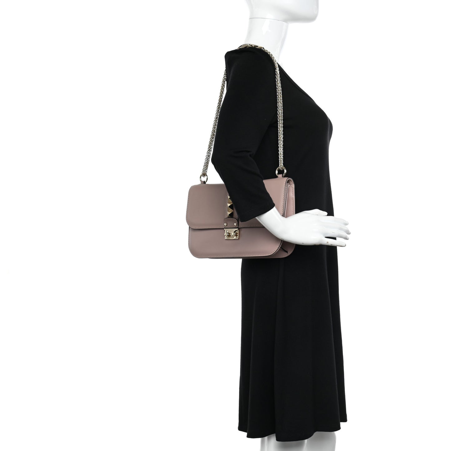 Vitello Medium Glam Lock Rockstud Flap Poudre