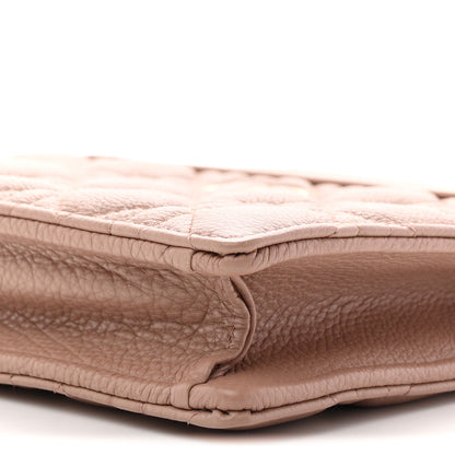 Christian Dior Calfskin Cannage Caro Zipped Pouch With Chain Rose Des Vents 10 of 11