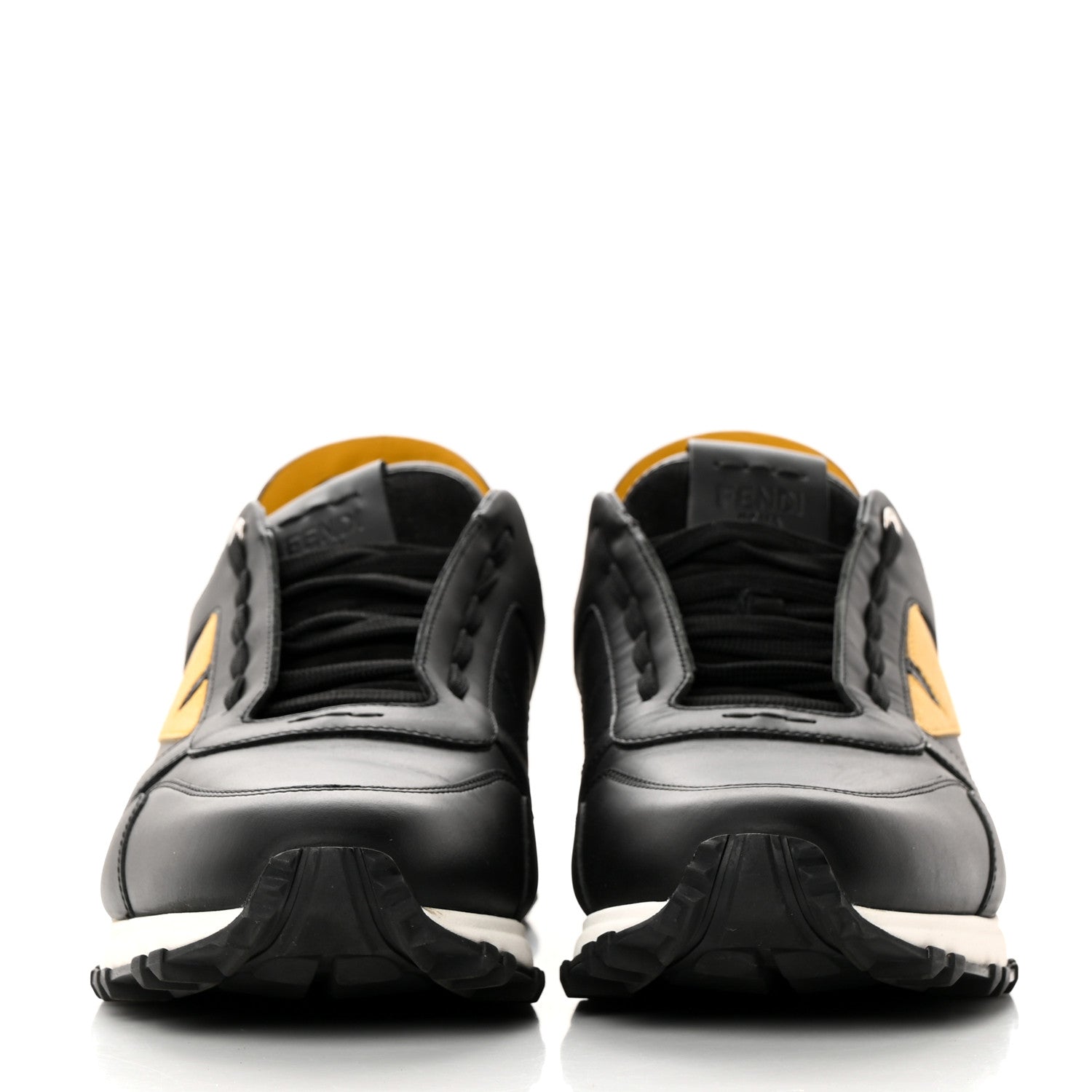 Fendi Vitello Elite Spike Monster Eyes Runner Sneakers 8 Black