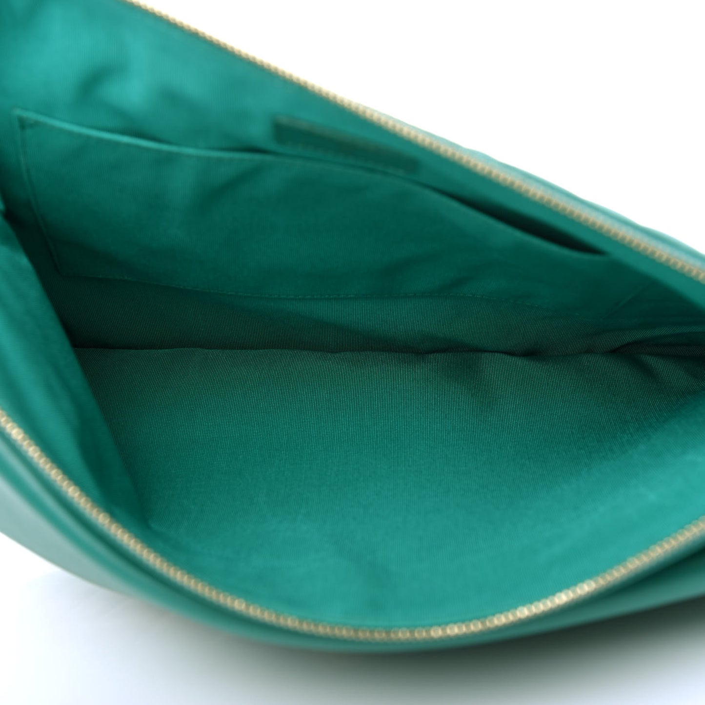 Lambskin Quilted Large Flap Cosmetic Case Turquoise
