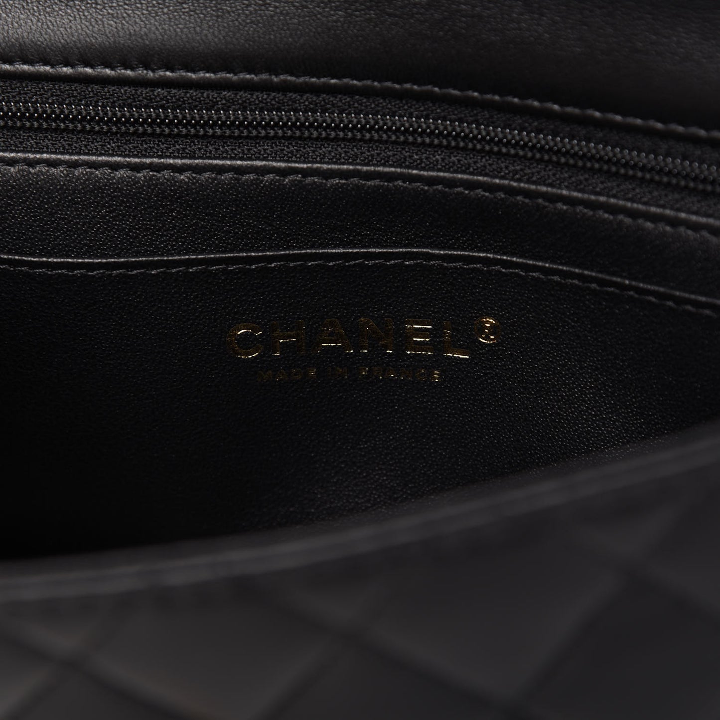 Lambskin Quilted Mini Top Handle Rectangular Flap Black