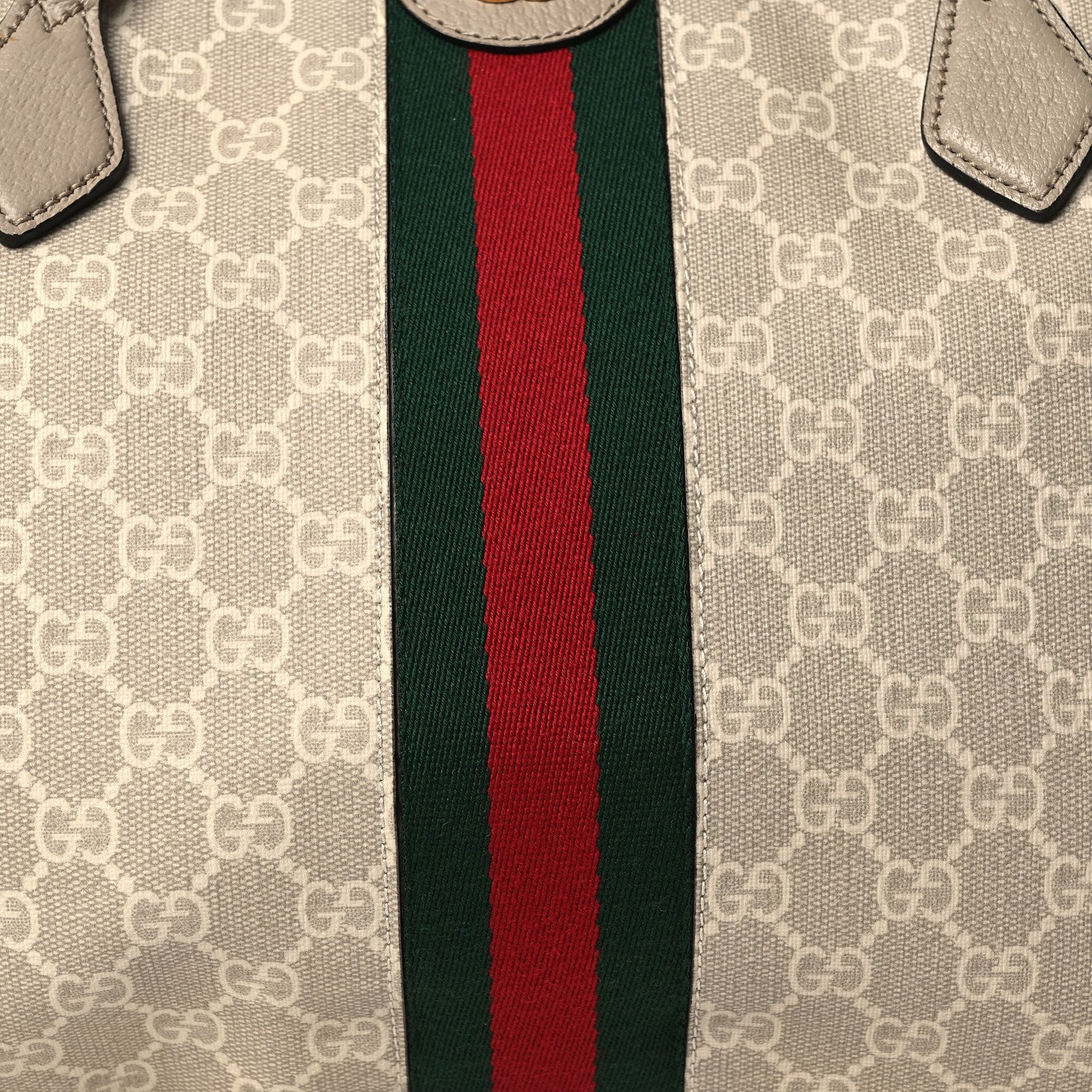 Gucci GG Supreme Monogram Textured Dollar Calfskin Web Medium Ophidia Shopping Tote Beige Mystic White Oatmeal 8 of 10