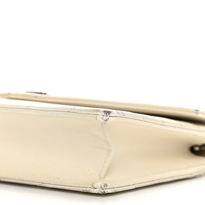 Saint Laurent Grain De Poudre Matelasse Chevron Monogram Envelope Chain Wallet Porcellana 10 of 15