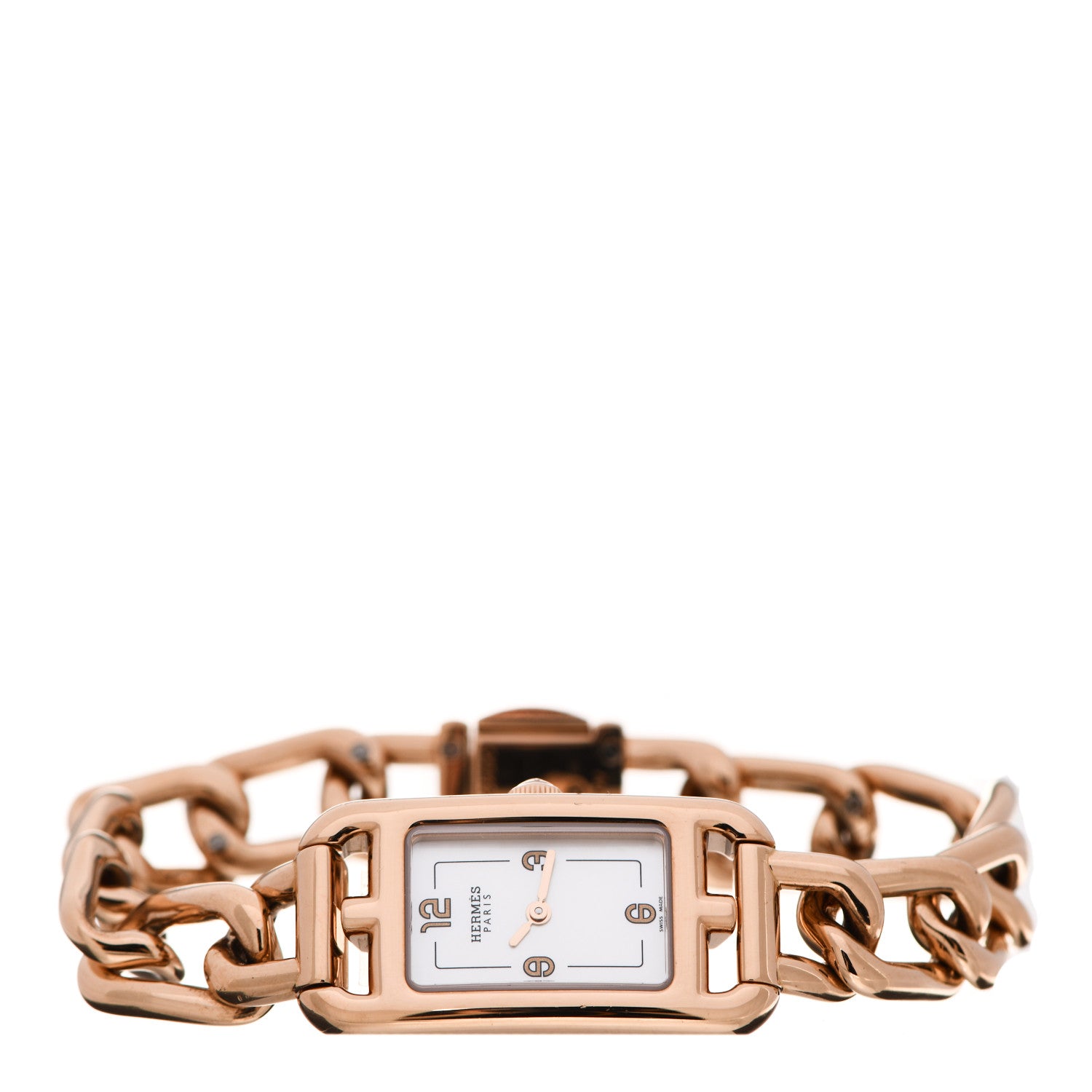 Hermes 18K Rose Gold Mother of Pearl 17mm Nantucket Quartz Watch 2 of 5