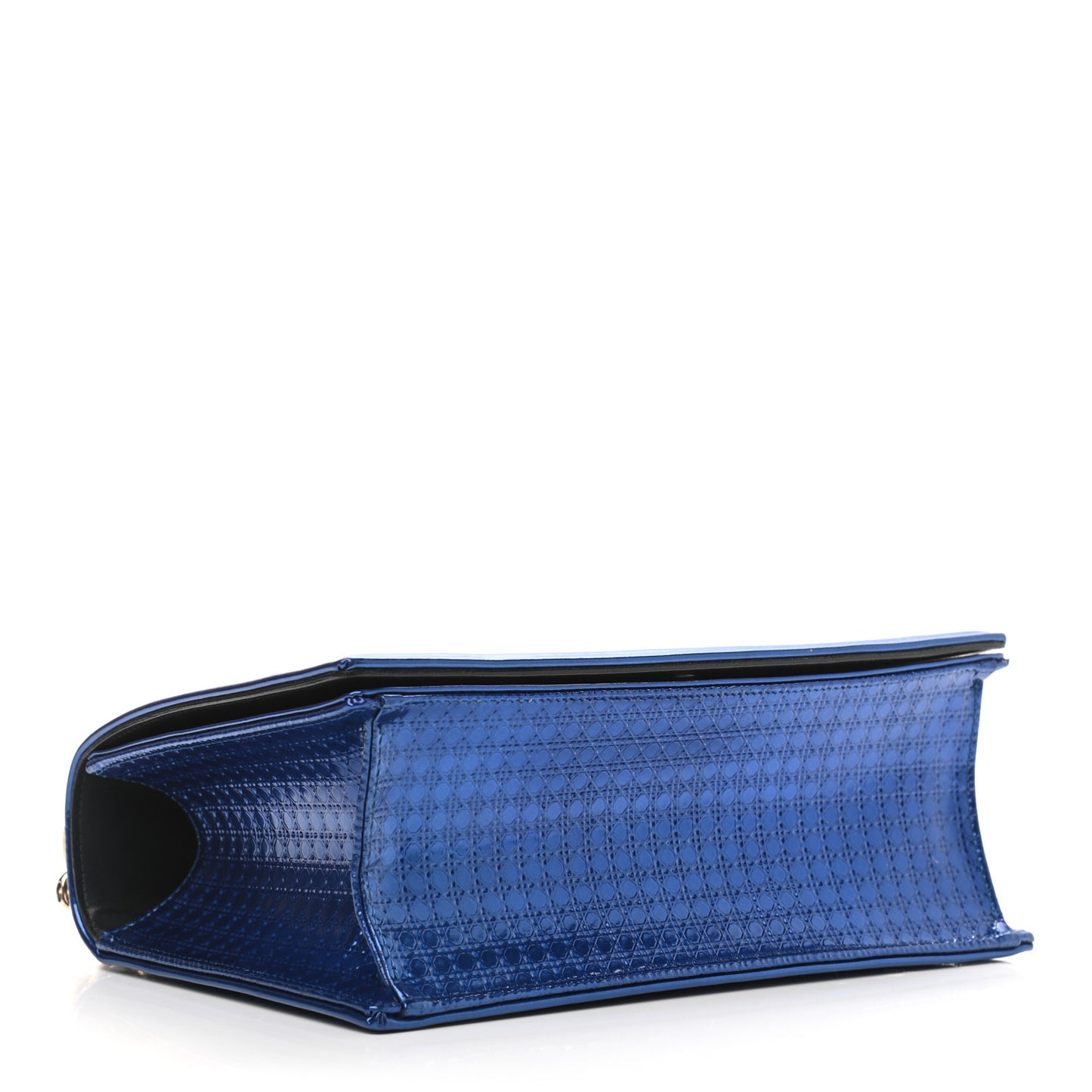 Metallic Patent Micro-Cannage Medium Diorama Flap Bag Blue