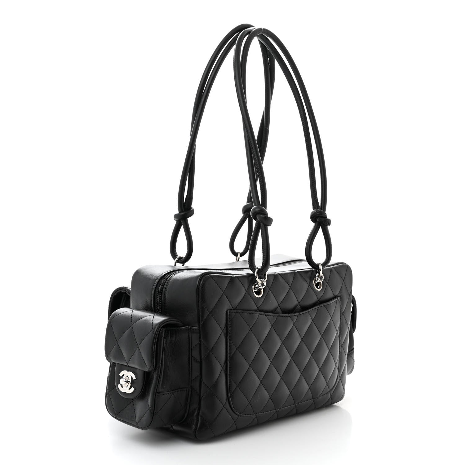 Chanel Calfskin Quilted Small Cambon Multipocket Reporter Black White 3 of 10