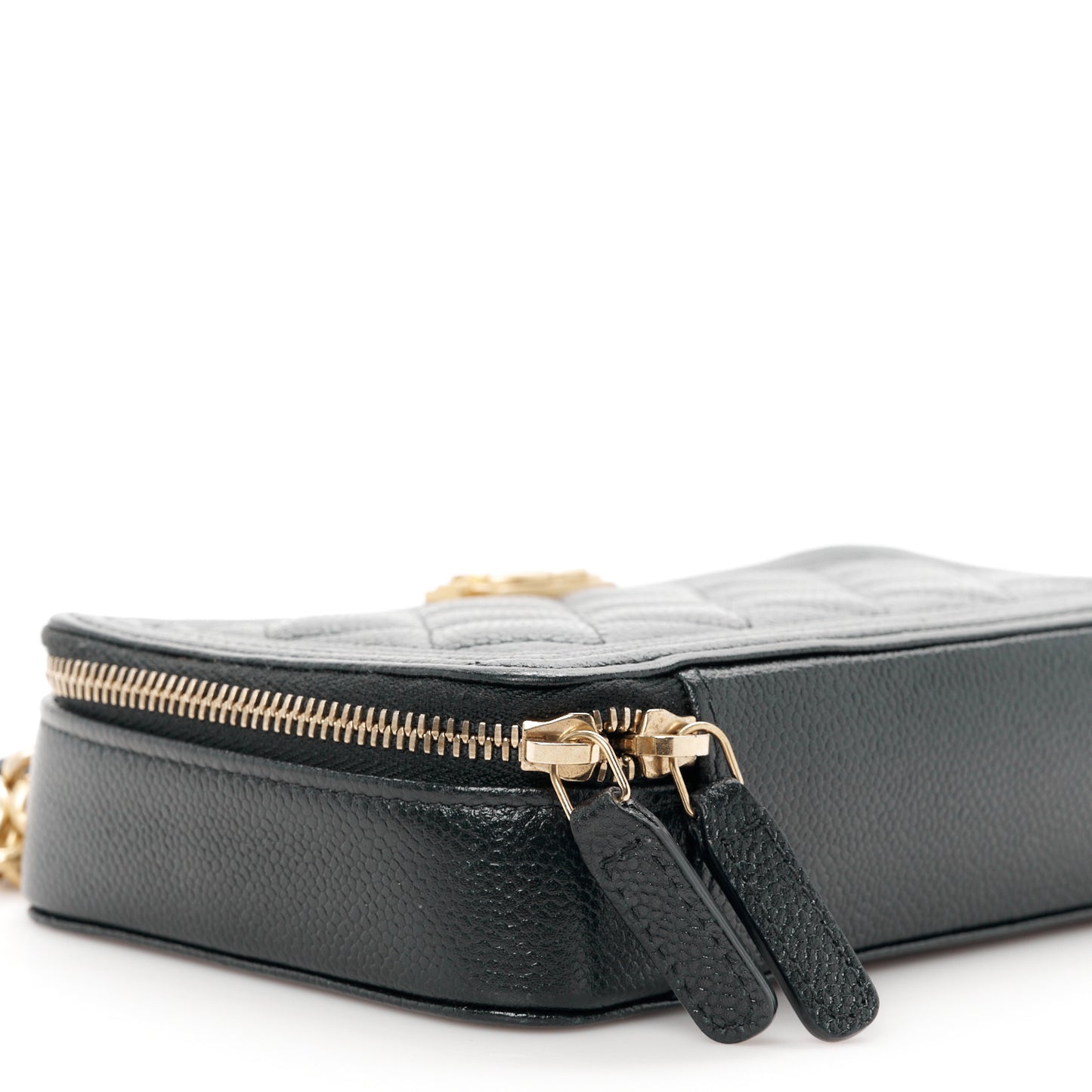 Caviar Quilted Small Boy Clutch With Chain Black