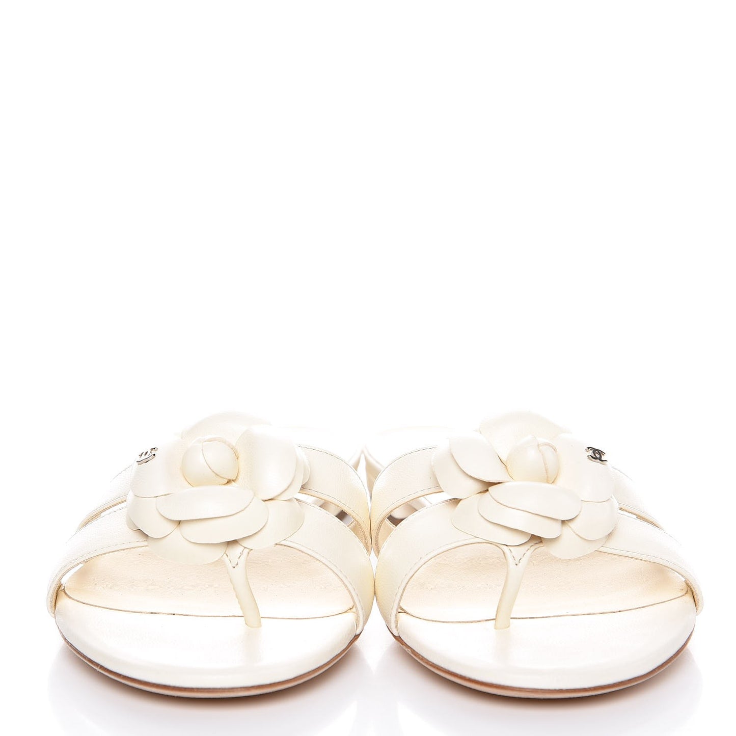 Lambskin Camellia Sandals 37.5 White