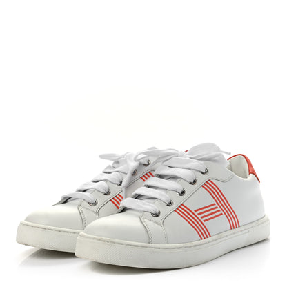 Hermes Calfskin Womens Advantage Sneakers 36.5 White Orange 3 of 10
