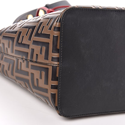 Fendi Vitello Grace F is Fendi Bi-Color FF 1974 Embossed Grande Mon Tresor Bucket Bag Maya Black Fragola 9 of 11