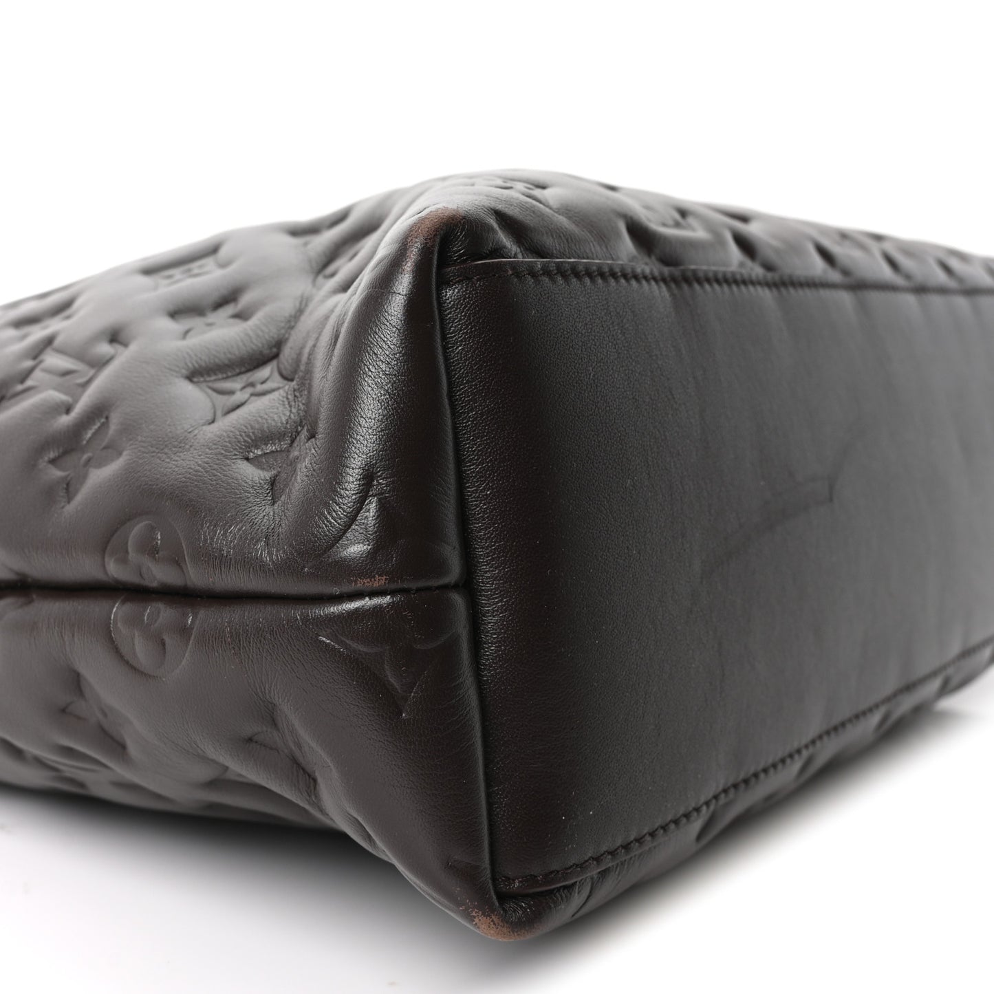 Calfskin Embossed Monogram Coussin Hobo MM Chocolate