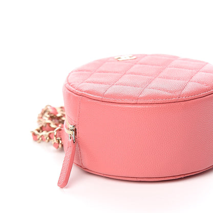 Chanel Caviar Quilted Round Clutch With Chain Pink 8 of 10